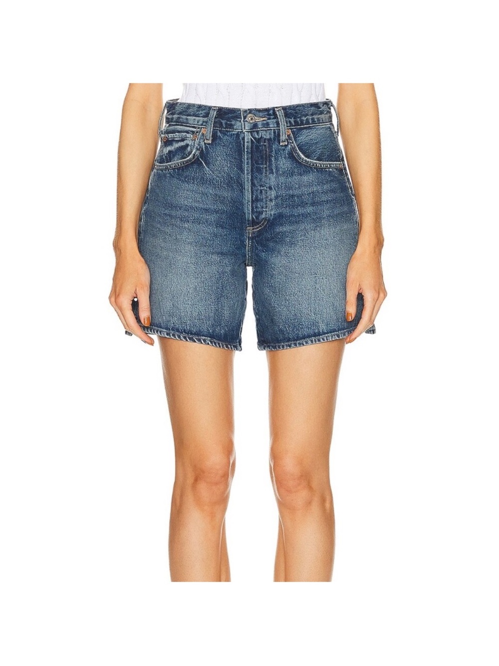 Citizens of Humanity Marlow Relaxed High Rise Denim Shorts Sz 23 Button Fly Long